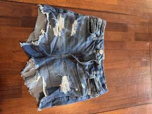 American Eagle Ne(x)t Level Stretch Hi-Rise Shortie Distressed Denim Jean Shorts